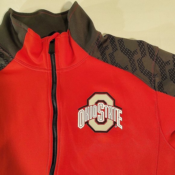 NIKE Dri-Fit Men's Small Ohio State Buckeyes Full Zip Jacket Red & Gray - Picture 2 of 8